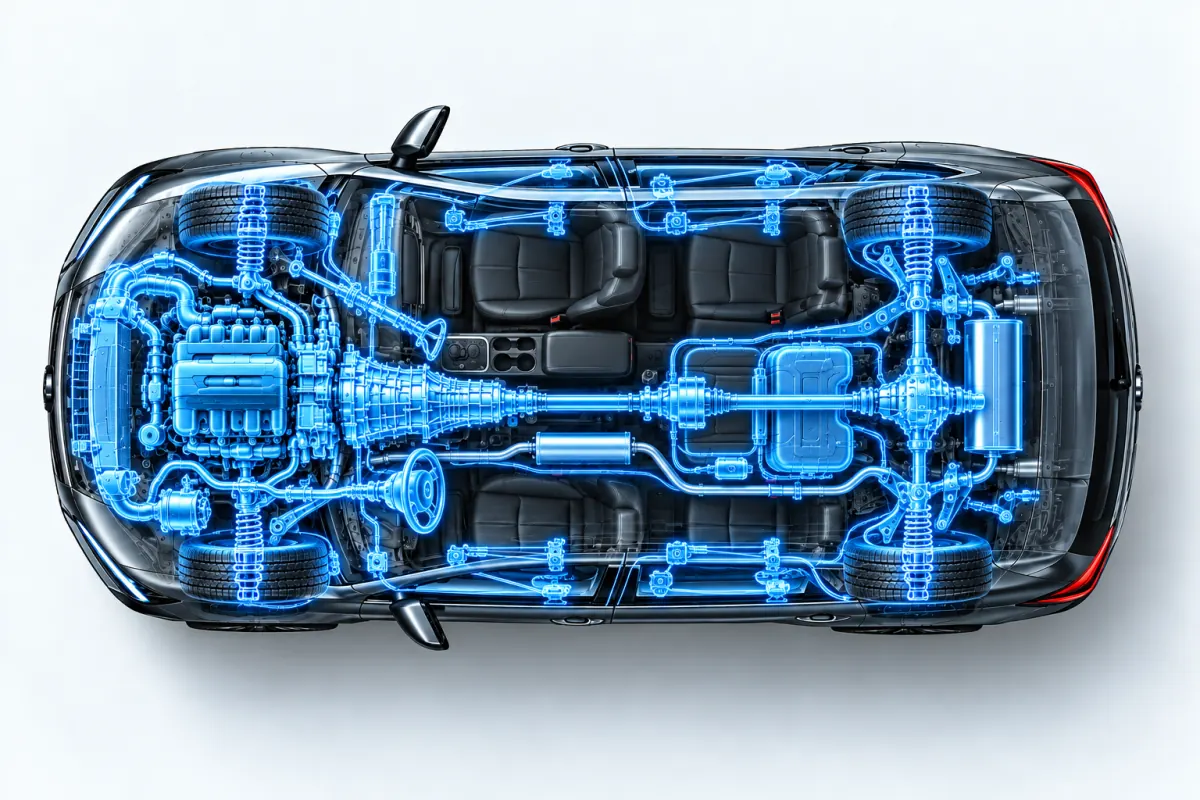 Top-down cutaway of an SUV showing Deluxe plan coverage highlighted in blue