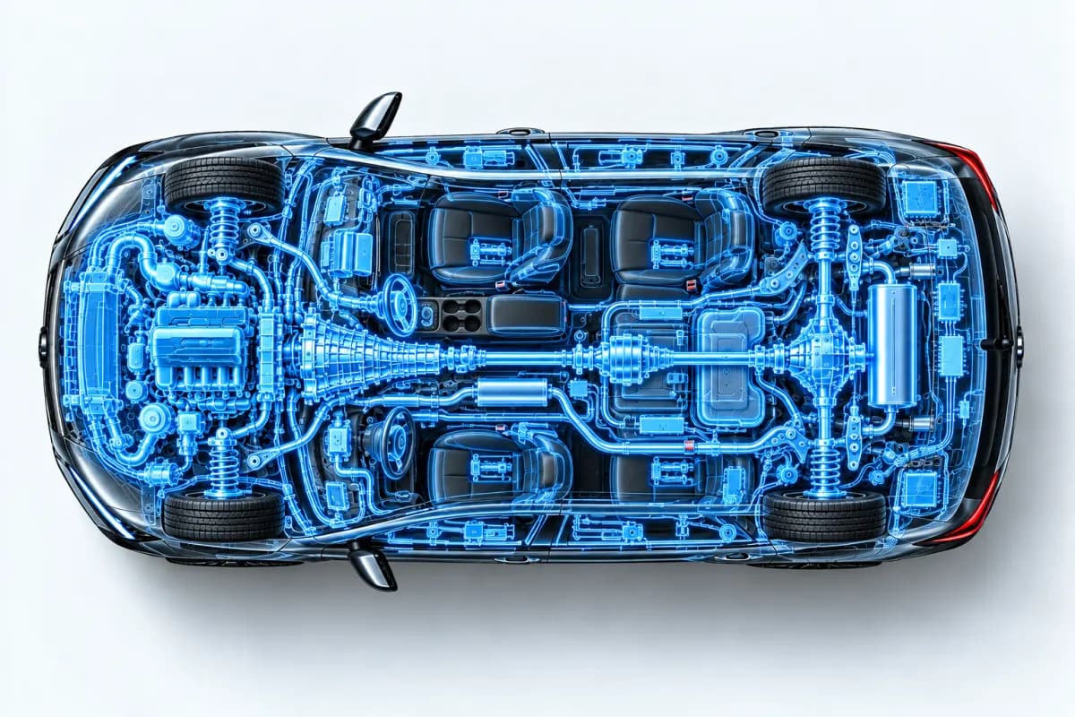 Top-down cutaway of an SUV showing Exclusive plan coverage highlighted in blue