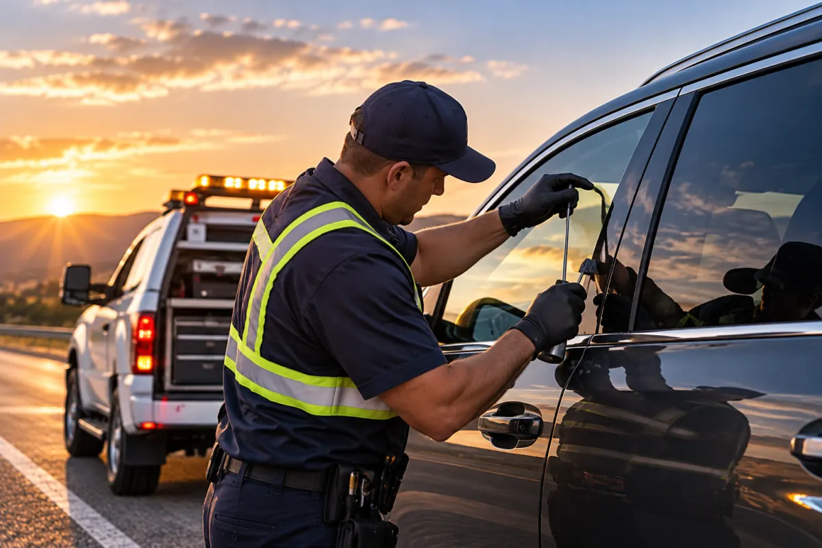 Lockout Service roadside assistance at sunset