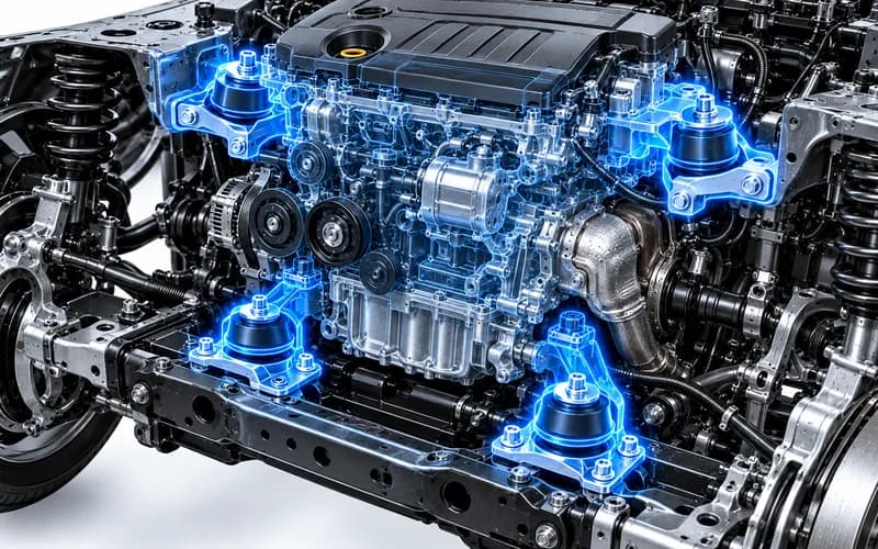 Neon-blue cutaway of engine mounts